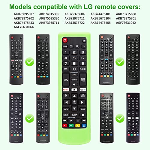 Image of Silicone Protective Case for LG-TV-Remote Glow in The Dark, Remote Cover for LG Smart TV AKB75095307 AKB75375604 AKB74915305(Luminous Green + Blue)【2 Pack】
