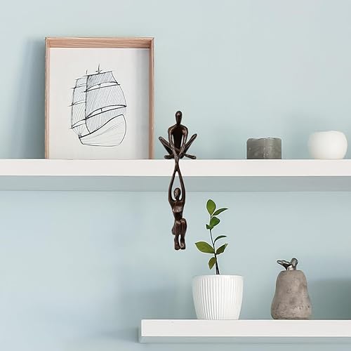 Pristine Escultura de estante de bronce - Tomados de la mano - Decoración de estante contemporánea - Estatuas modernas para estantes