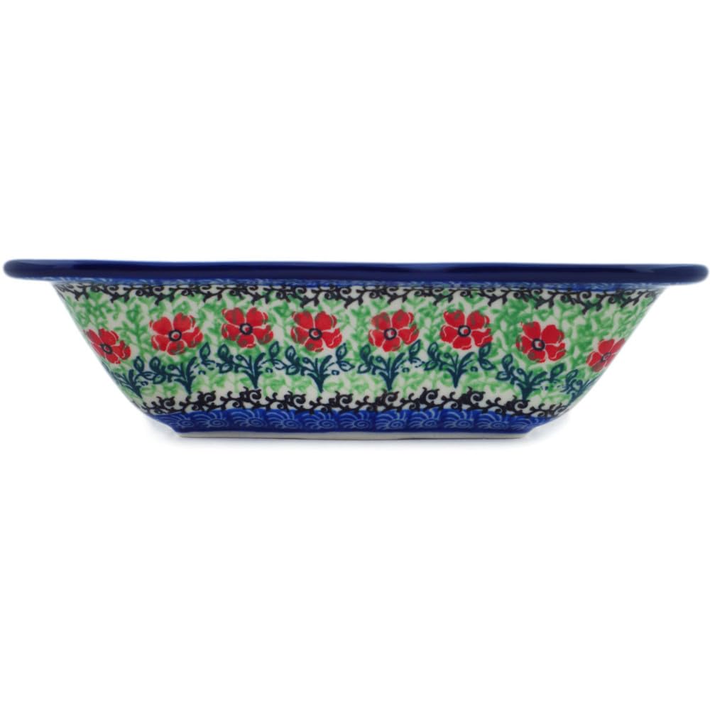 Authentic Polish Pottery Pasta Bowl - 8-Inch Maraschino Design, Handmade In Bolesławiec