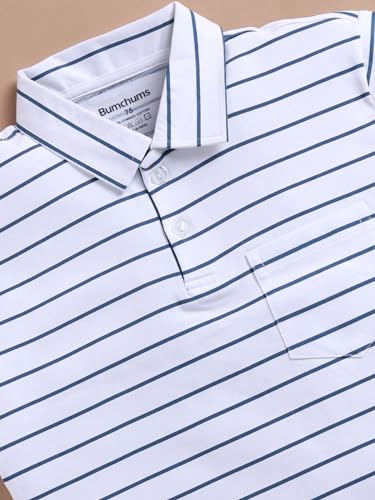 Image of Bumchums Boys Casual Regular Fit Polo Half Sleeve T-Shirt for Kids, Boys, Striped Printed