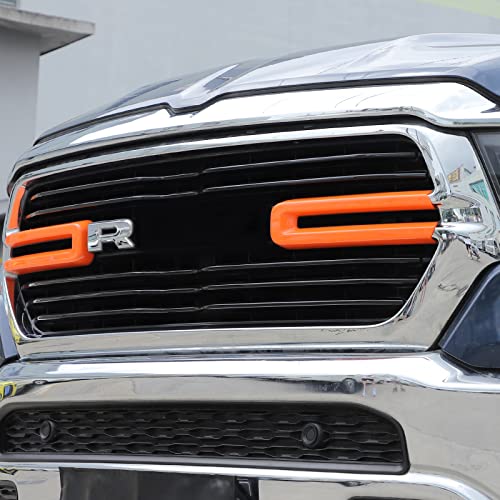 Image of Front Grille Inserts Trim Cover Grill U Bar Cover Frame Decoration Exterior Accessories for Dodge RAM 2018 2019 2020 2021 2022,Orange