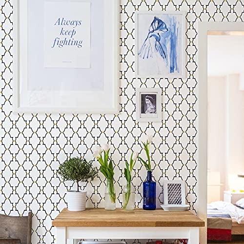 Timeet Trellis Self Adhesive Wallpaper Peel and Stick Wallpaper Upgrade Thick 17.7"x197" Trellis Wallpaper Stick and Peel Decorative Wall Paper for Home Decor Shelf Liner Drawer Liner Vinyl Roll