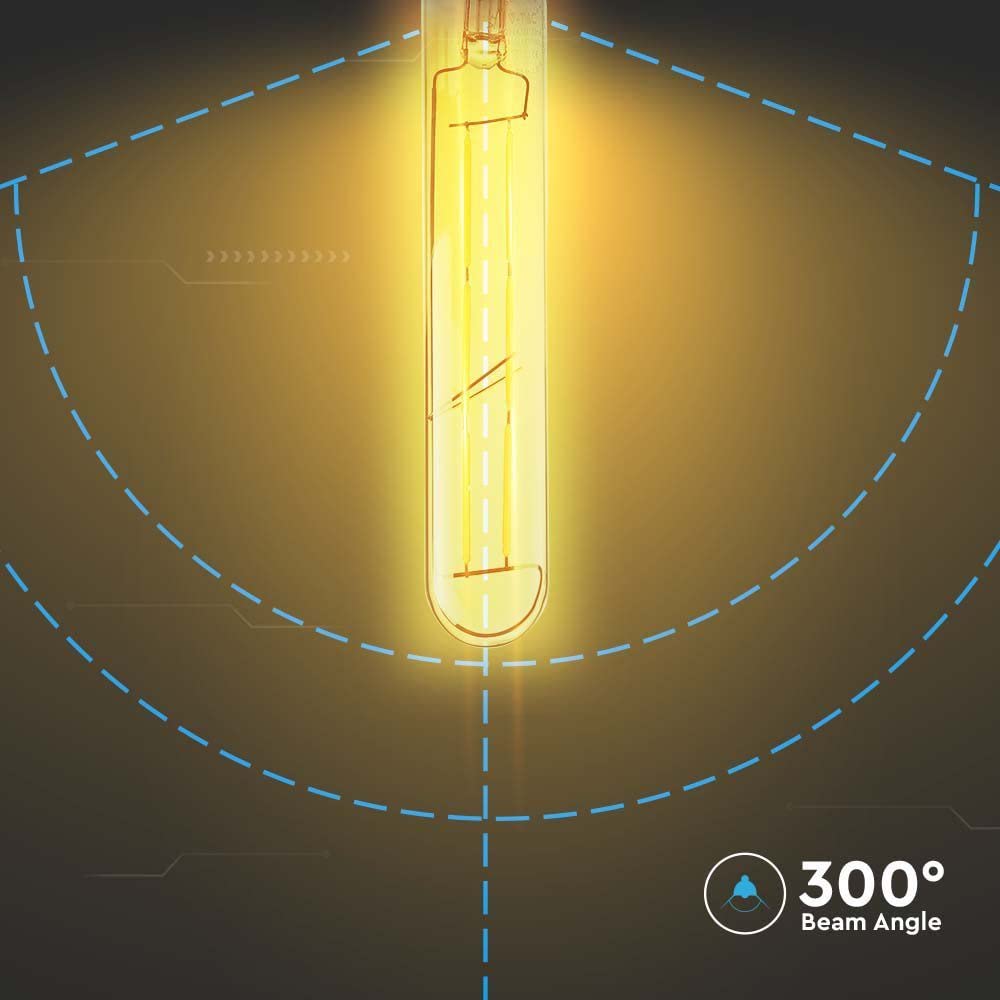 V-TAC Bombilla LED de filamento ámbar T30 con casquillo E27-6 W (Equivalentes a 45 W) – 100 lúmenes – Bombillas vintage cristal – Máxima eficiencia y ahorro energético – 2200 K blanco cálido