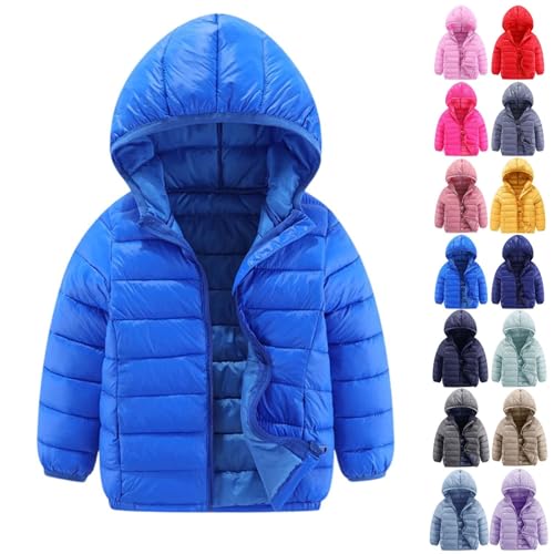 Boys Girls Winter Hooded Puffer Jacket Coats Kids Light Weight Padded Down Outerwear Cotton Plush Heavyweight Hoodies