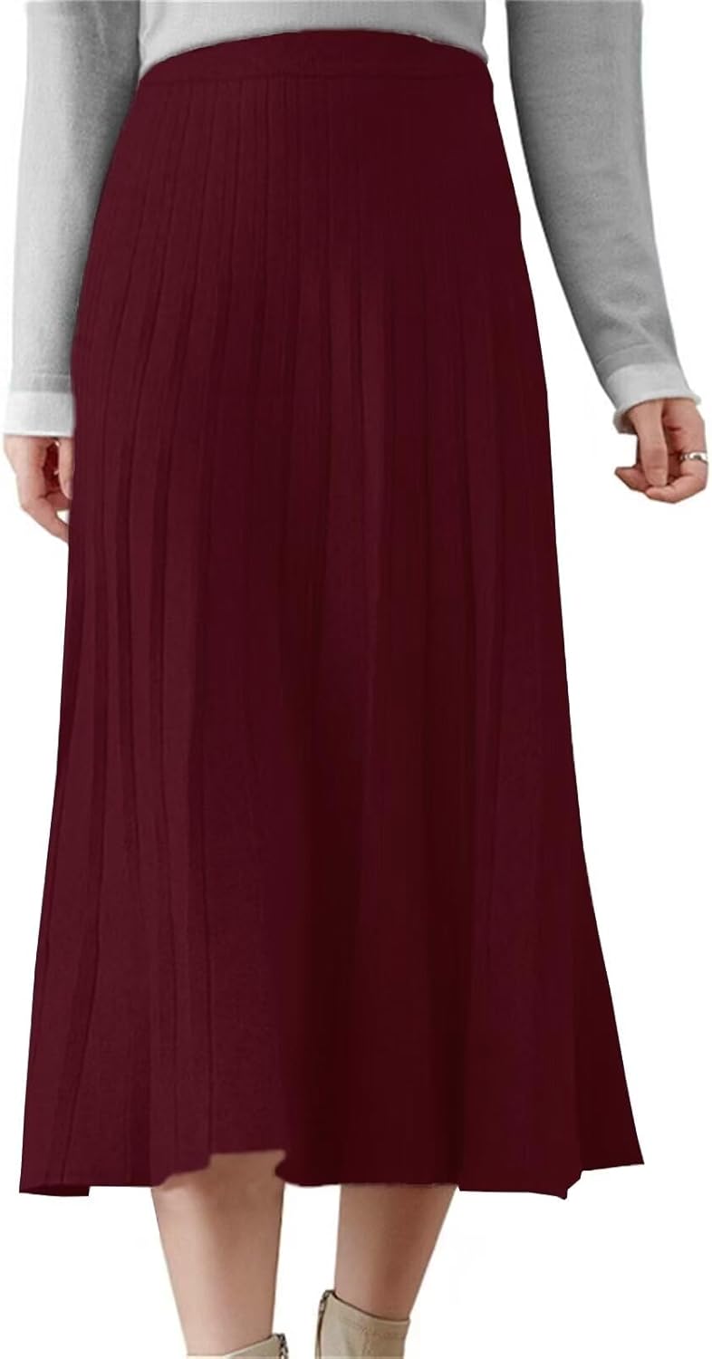 Beralst Women's Pleated Knit Sweater Midi Skirts