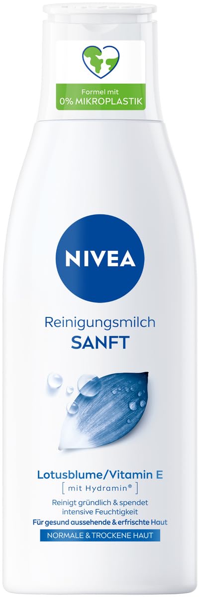 NIVEA Delikatne mleczko oczyszczające do normalnej i suchej skóry, środek do demakijażu dokładnie oczyszcza, łagodne oczyszczanie twarzy, usuwa makijaż i wodoodporny tusz do rzęs, środek do