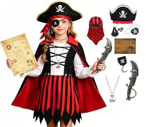 Disfraz pirata infantil con capa desmontable 10 piezas miniatura 1