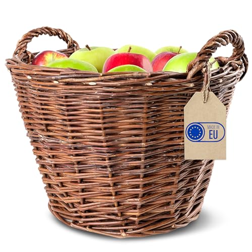 Creative Home Cesto di Vimini con Manico | Grande 45 x 30 x 37 cm (+/- 1 cm) | Fatto a Mano Durevole...