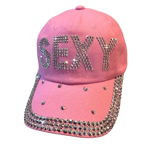 Popfizzy Sexy Bling Hat for Women and Girls, Bedazzled Pink Hat, Jersey Shore Outfit, Sexy Accessories for Women, Diva Gifts