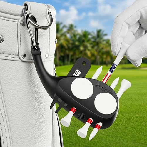 BROTHER STICK Golf Tee Holder for Golf Bag Accessories for Men 3-in-1 Tee Caddy Includes 6 Golf Tees Divot Repair Tool & Golf Ball Marker Stylish Golf Gifts for Men & Women