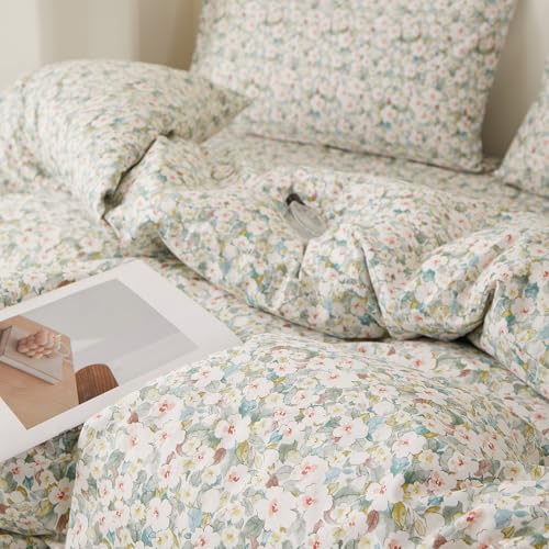 Image of LifeTB Cottagecore Flowers Comforter Set Queen Chic Floral Bedding Set | Vintage Coquette Botanical Comforter Lightweight Soft Bedding Farmhouse Queen Comforter with 2 Pillowcases