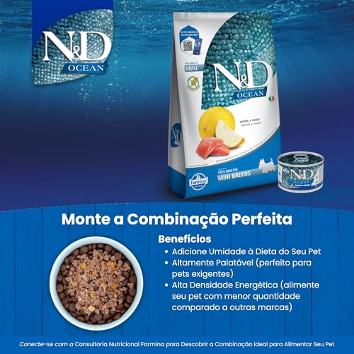 Farmina N&D Ocean para Cães Adultos de Raças Mini e Pequenas Sabor Salmão e Melão 800g