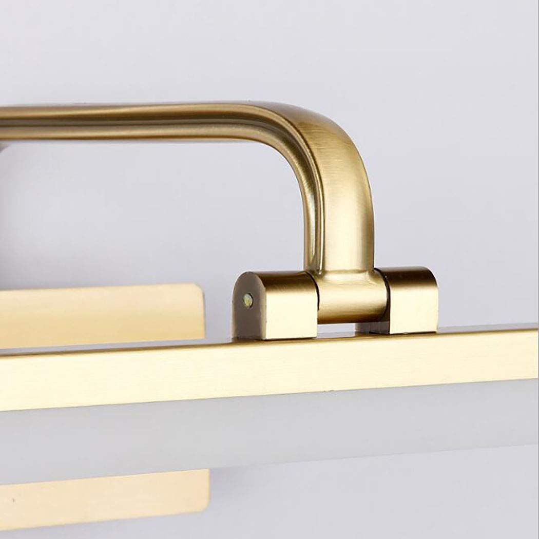 Specchio Lampada frontale LED Vintage bagno oro Applique in metallo Impermeabile anti-appannamento e anti-umidità Specchio da bagno Lampade da parete 14W,warmwhite