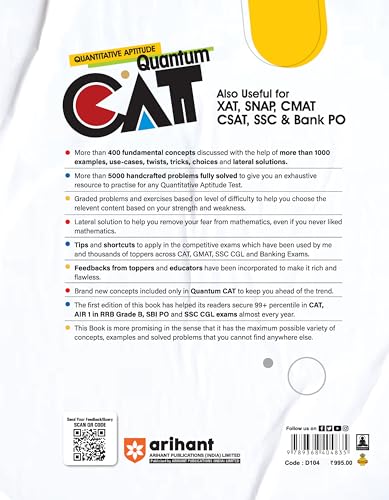 Image of Arihant Quantum CAT Quantitative Aptitude by Sarvesh K Verma | For CAT, XAT, SNAP, CMAT, CSAT, SSC and Bank PO | Edition for MBA & Competitive Exams | English Medium