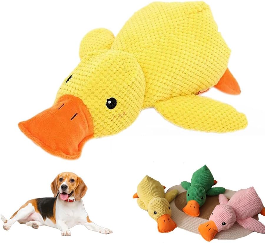 Quack-Quack Duck Dog Toy, 2026 The Mellow Calming Duck for Dogs, Durable Chew Squeak Toy for Pets, Yellow Stuffed Ducks, Interactive Plush Dog Toys (Yellow, 1PCS) Yellow 1PCS