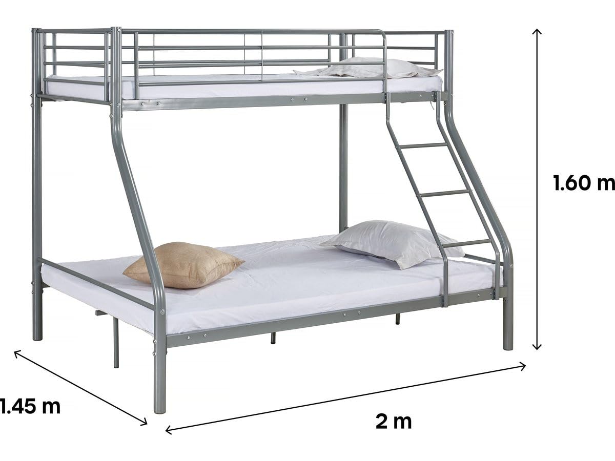 Habitat et Jardin Lit superposé en métal Leo Incl. Sommier - 90/140 x 190 cm - Gris