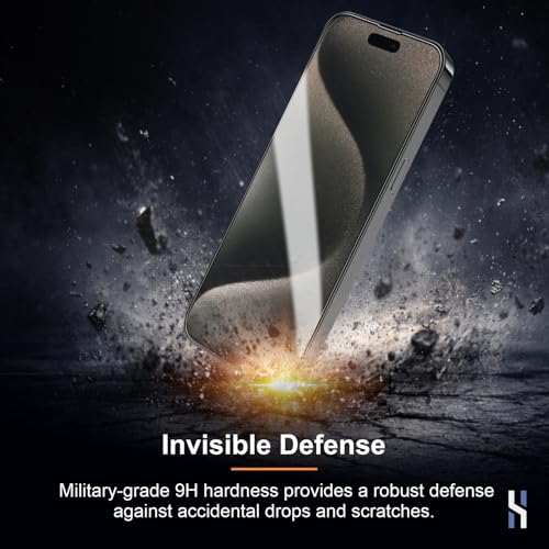 Image of Tempered Glass for iPhone 15 Pro Max (6.7 Inch) Military Grade 9H Screen Guard, Anti-Scratch, Shatterproof, Edge-to-Edge Full Coverage - Black Border