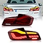OLED Taillight Tail Light Assembly for BMW 5 Series M5 F10 F18 2011-2016 528i 535i 550i 535d, Dynamic Dragon-Scale Running Brake Light, Red Lens