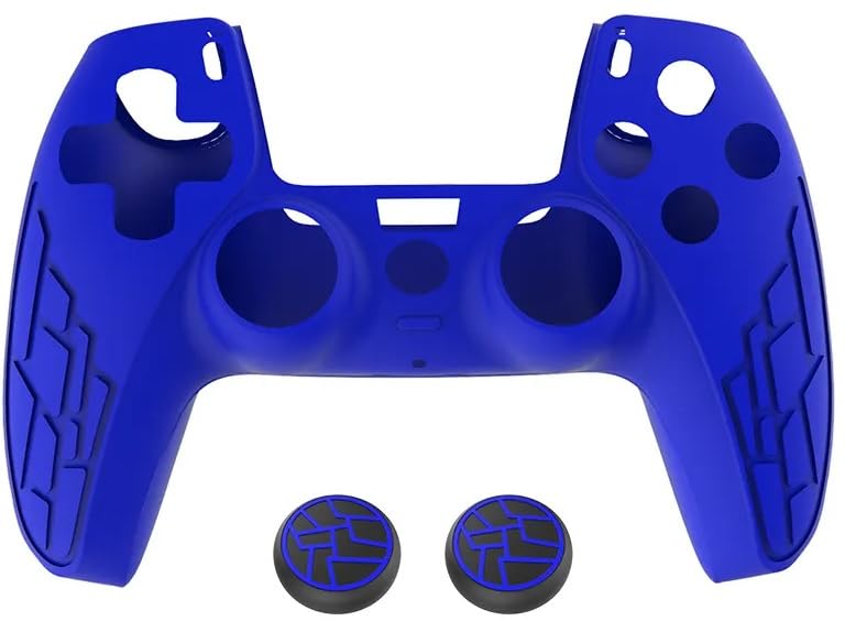 Image of TMG Anti-Slip Controller Silicone Skin for Ps5, Ergonomic Rubber Protective Case with 2 PC matching Thumb Grips (Blue)