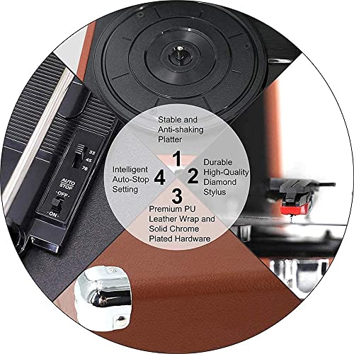 AURADO Tourne-Disque, Platine Vinyle avec 2 Haut-parleurs intégrés, Lecteur LP Vinyle Portable à 3 Vitesses, Sortie RCA… - Les Beatles, Paul McCartney, John Lennon, RIngo Starr, George Harrison AURADO Tourne-Disque, Platine Vinyle avec 2 Haut-parleurs intégrés, Lecteur LP Vinyle Portable à 3 Vitesses, Sortie RCA… – Image 3