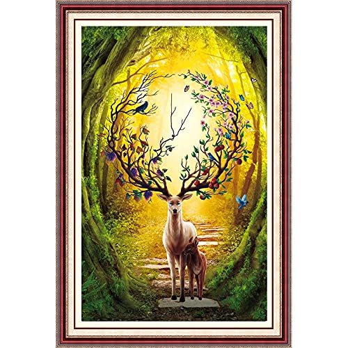Arts artisanat de point de croix cerf de la forêt, le cadeau créatif idéal en grand format 5D