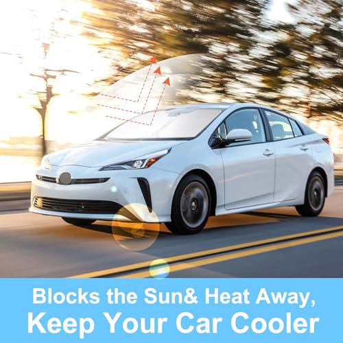 Image of Windshield Sun Shade Custom Fit for 2016-2022 Toyota Prius Hatchback (NOT for Prius C or Prius V) Accessories Foldable Sunshade Sun Blocker Protect Car from Sun Rays & Heat Damage Keep Car Cooler