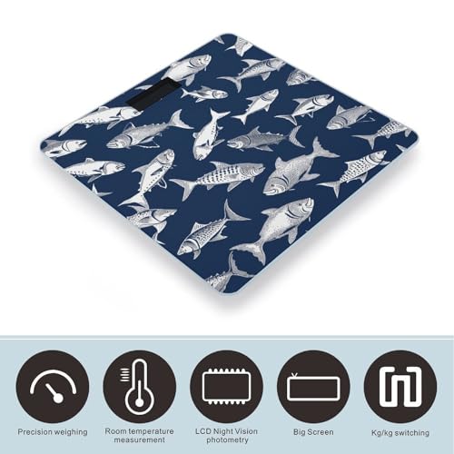Báscula digital para baño con diseño peces marinos miniatura 3