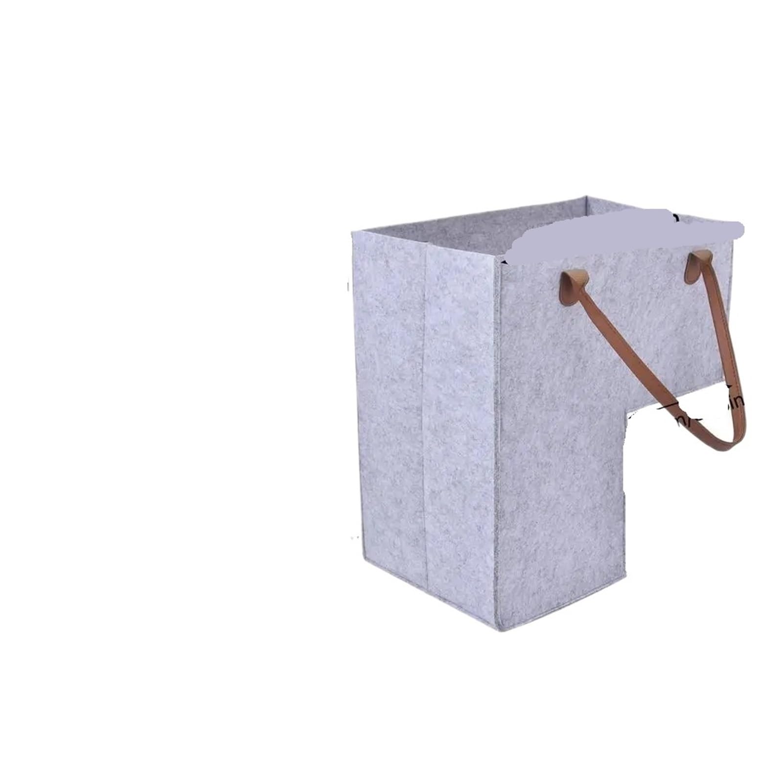 Foldable Felt Stair Basket With Leather Handle Clothes Organizer For Carpeted