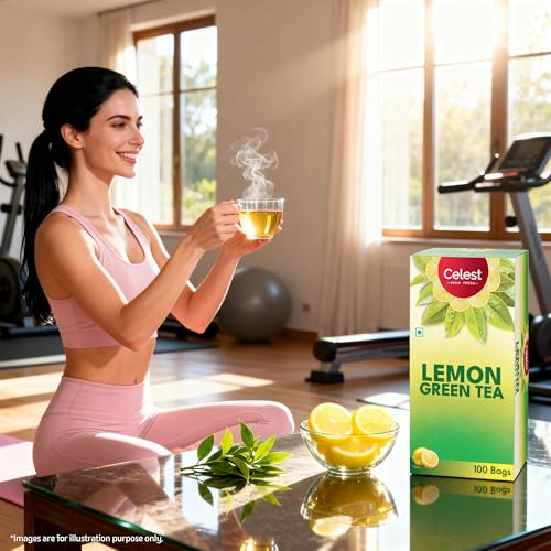 Image of Celest Lemon Green Tea for Weight Loss - 100 Teabags | Green Tea