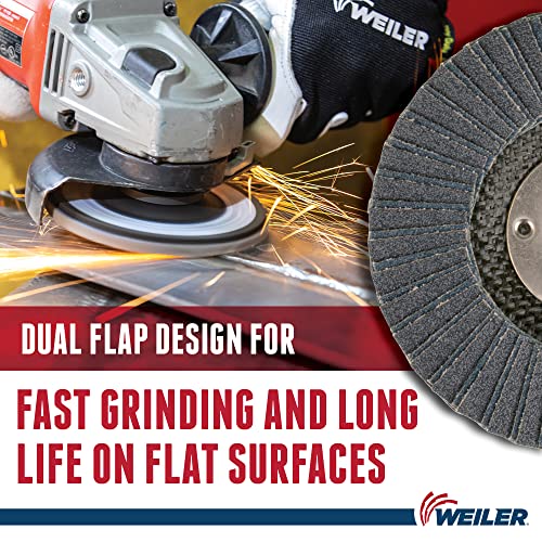 Image of Weiler 51226 Tiger X Flap Disc, Ceramic and Zirconia Alumina, Flat, Phenolic Backing, 40 Grit, 4-1 /2 inch, 5 /8-11 inch Arbor Hole (Pack of 10)