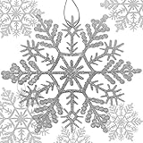Silver Snowflake Ornaments - Set of 8 - Assorted Sizes Measuring from Approximately 4 1/2' to 11' -...
