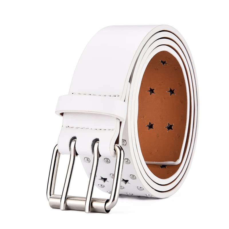 Star PU Leather Belt Y2k Accessories Grunge Clothes Punk Goth Emo Double Buckle Studded Rivet Belt for Fashion Jeans3