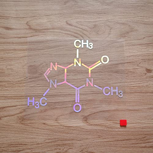 Caffeine Molecule Coffee Lover Sticker Decal Vinyl Chemical Formula - Holographic Iridescent 15.2cm - No Background Die Cut for Car Boat Laptop