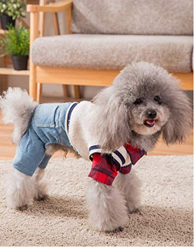 Xihaoer Lente en herfst puppy hond geruite shirt tweedelige teddybeer kleine huisdier kleding (rood, S)