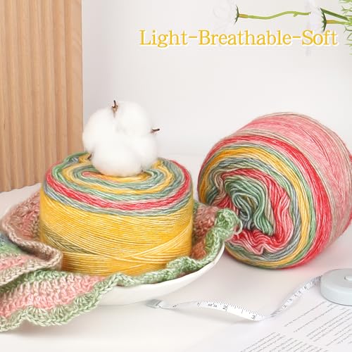 Image of Katech Ombre Yarn for Crocheting Knitting-Gradient Cake Variegated Soft Yarn with Vibrant Colors, Multicolor-Perfect for Blankets, Scarves, Shawls and Garments (Color B)