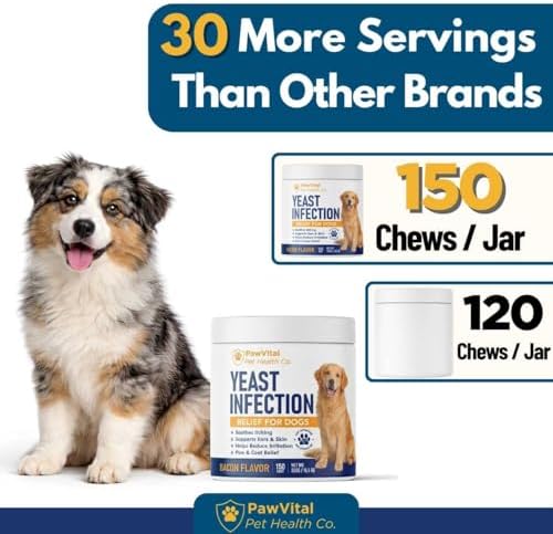 Natural Yeast Infection Treatment for Dogs, 150 Chews – Anti Yeast Support for Itchy Skin & Ears – Helps Reduce Irritation & Paw Licking – Probiotic + Herbal Blend – Bacon Flavored Soft Chews - 3