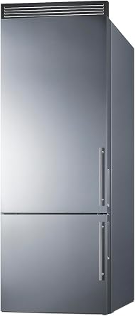 Summit FFBF279SSXH72LHD 28 Inch Wide Freezer Refrigerator, 14.6 cu.ft, Bottom Freezer, ENERGY STAR, Frost-Free, Digital Temperature, Adjustable Glass, LED Lighting, Full-Width Door Racks LHD