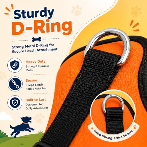 Image of No Pull Dog Body Belt | Adjustable & Soft Padded Dog Harness | Perfect for Small Breeds | for 05-13Kg Dogs - Shih Tzu, Poodle, Chihuahua (S, Orange)