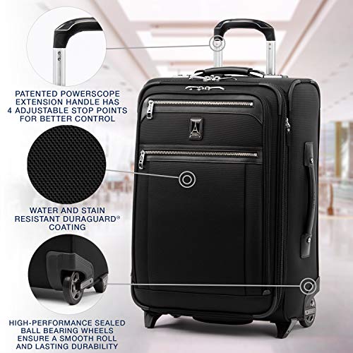 Travelpro Platinum Elite-Softside Expandable Upright Luggage, Shadow Black, Carry-On 22-Inch