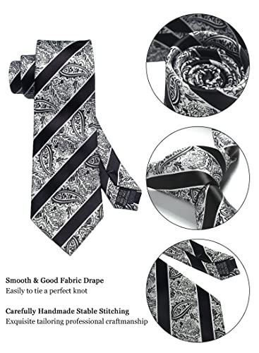 Image of Paisley Floral Mens Tie Formal Necktie Pocket Squares Ties Clips Cufflinks Classic for Men Set