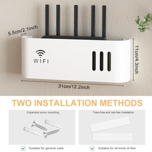 Image of HASTHIP WiFi Router Shelf 12.2 * 2.17 * 4.33 cm Wall-Mount Cable Storage