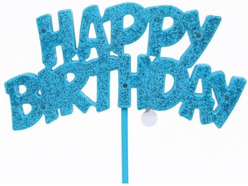 Unique Happy Birthday Flashing Pick Decoration, 6.2" x 10.2", Blue