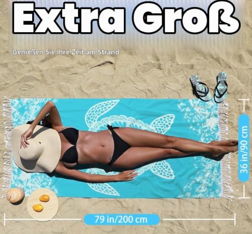 Strandtuch Mikrofaser Strandhandtuch Strand Zubehör Groß 180x80 2 Set – Ansicht 5