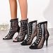Imagen de Tacones Heels Baile Mujer Heels Dance Shoes Tacon Fino Zapatos Fiesta con Cordones Zapatos Punta Abierta Botines de Baile con Tacón Alto Salsa y Bachata de Salon Sandalia Elegantes Calzado de Danza