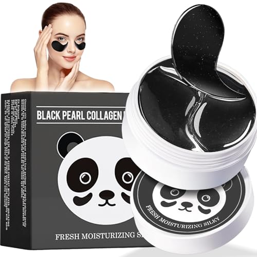 Parches Ojos Bolsas y Ojeras 60 Piezas, Perla Negra Eye Patches, Máscara de Ojos de Colágeno, Parches Contorno deOjos, Antiojeras, Anti Edad, Hinchazón