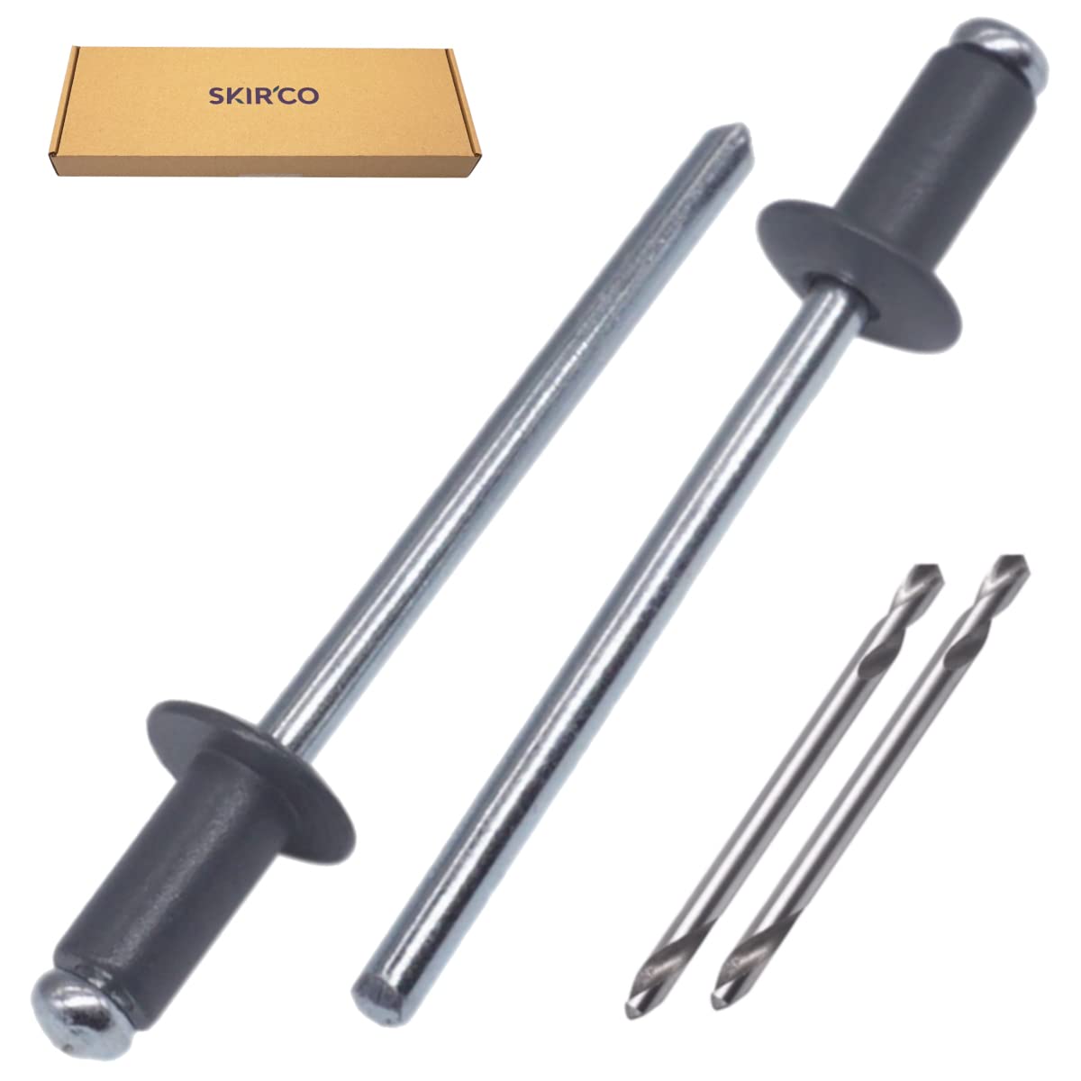 SKIR'CO (800 szt.) Malowane nity zrywalne 3,2 x 12 mm, aluminiowe nity zrywalne, DIN 7337, głowica kopułowa, stalowy trzpień, nity pop (antracyt szary RAL 7016)