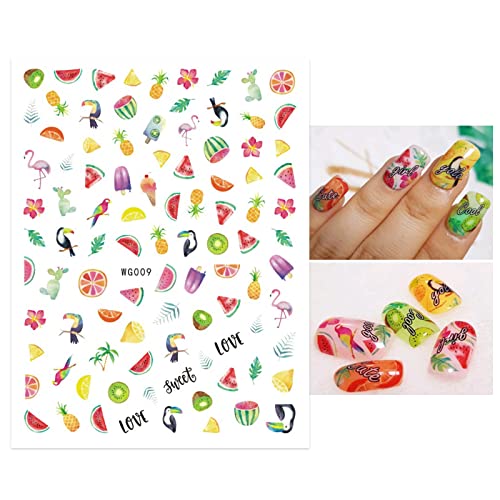 10 Sheets Nail Art Stickers Decals For Kids Self Adhesive Pegatinas Uñas Cute Fruit Strawberry Watermelon Cherry Design Manicure Tips Nail Decoration For Women Girls Gift #TOP4