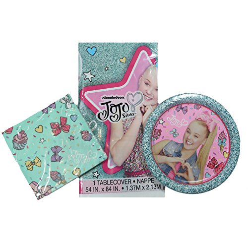JOJO SIWA Party Pack Plates, Napkins and Tablecloth Serves 8 NICKELODEON