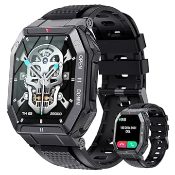 Smartwatch Relógio inteligente tático militar HD de 1,85" Resistente à Água IP67 Receba Notificações com Funções Esportivas