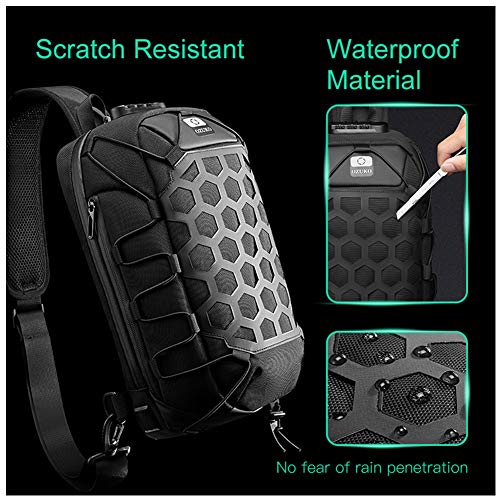 Image of ZUK Anti Theft Sling Bag Shoulder Crossbody Backpack Waterproof Chest Bag with USB Charging Port Lightweight Casual Daypack
